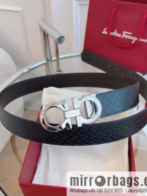 Ferragamo 🅿 Original Leather Purchasing Grade 3.5cm Precision Brass Hardware Belt
