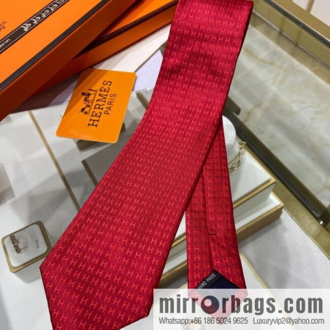 Hermes 100% Top Twill Silk H-Pattern Jacquard Tie