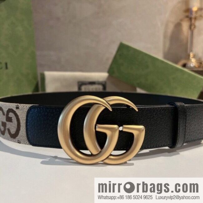 GUCCI Gucci, double G letter interwoven pattern buckle wide version belt 4cm wide