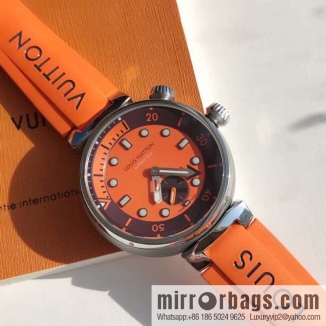 Original LV - TAMBOUR series LV mechanical watch QA172A TAMBOUR STREET DIVER stainless steel automatic watch, 44mm