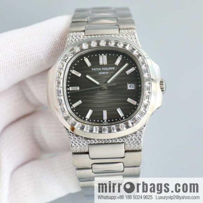 T square diamond ring literal steel belt - Patek Philippe Nautilus 5711 diamond-encrusted limited edition series Cal.324 movement watch