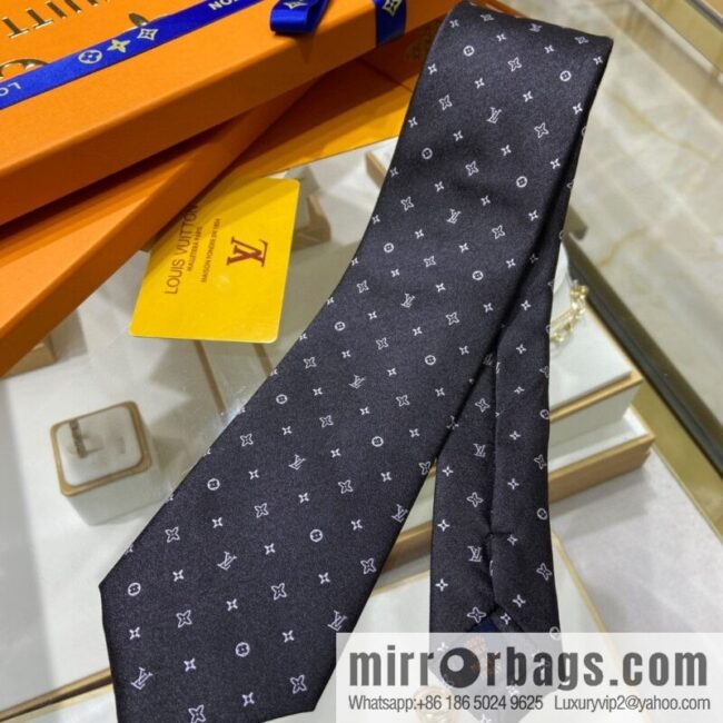 LV Louis Vuitton 100% Top Jacquard Silk Logo Tie