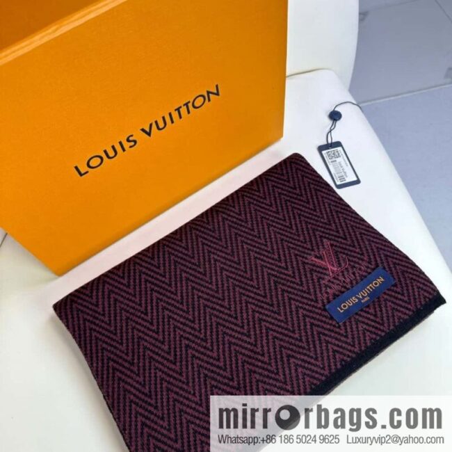 LV Louis Vuitton 100% Knitted Cashmere Classic Striped Woven Scarf