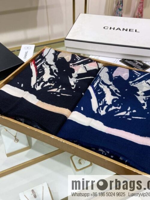 Chanel 100% top pure cashmere small fragrance graffiti logo long towel