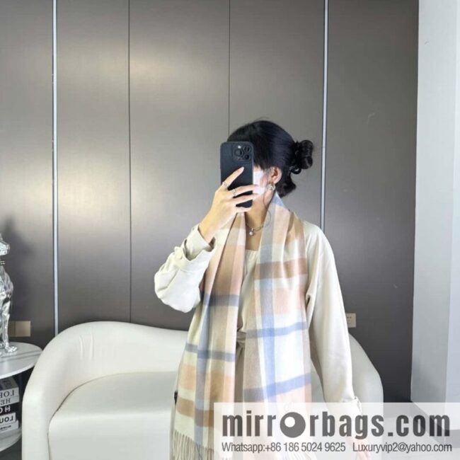 LOEWE small logo two-color embroidered cashmere scarf