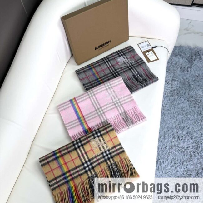 Burberry Scottish Rainbow High-end Pure Cashmere Textured Scarf