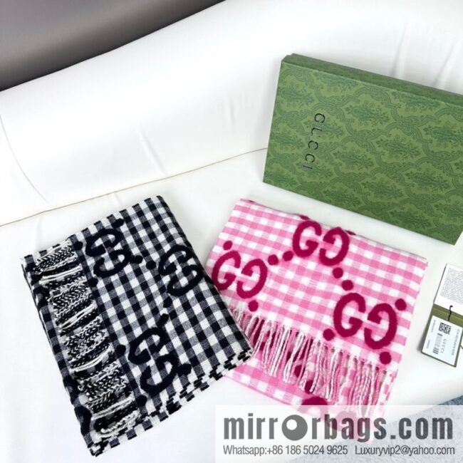 GUCCI double G jacquard cashmere long towel