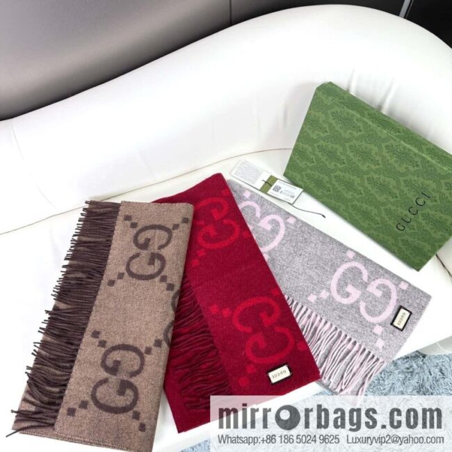 GUCCI Big G Tassel, Classic Double Big G Double Sided Jacquard Tassel Scarf