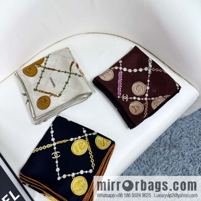CHANEL Xiaoxiang pearl dark pattern jacquard 90 silk square towel
