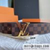 LOUIS VUITTON Classic brown checkerboard/black checkerboard/presbyopia 40mm belt