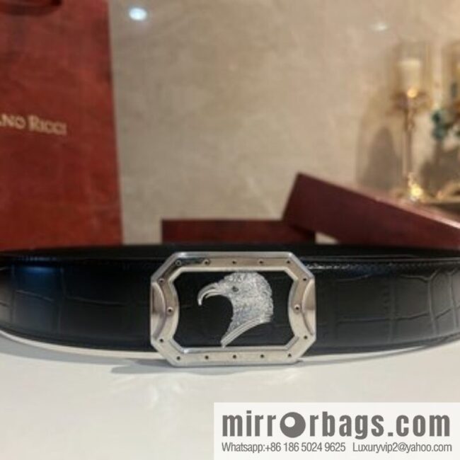 Stefano. Ricci Stephen, stainless steel hand-carved craft eagle head selection cowhide pressed texture belt 3.8cm