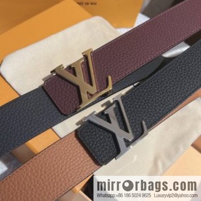 LOUIS VUITTON Louis Vuitton counter hanging buckle double-sided lychee lychee black/khaki double-sided men\'s belt