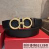 Ferragamo Ferragamo, first layer of cowhide with exquisite counter version retro metal buckle men\'s 3.5cm belt