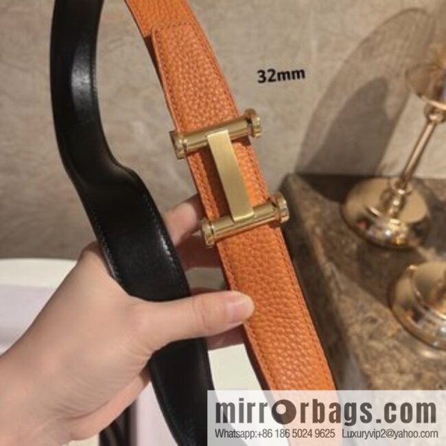 HERMES Agora Belt Buckle & Double Sided Leather Belt 32mm