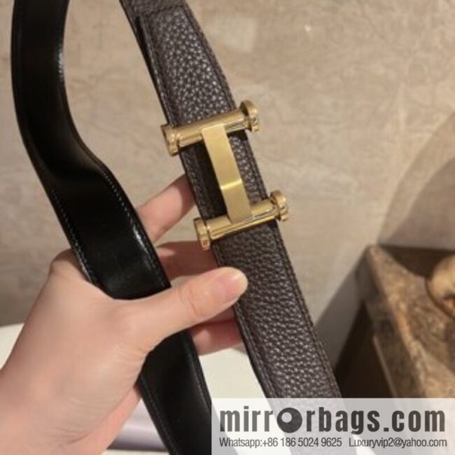 HERMES Agora Belt Buckle & Double Sided Leather Belt 32mm