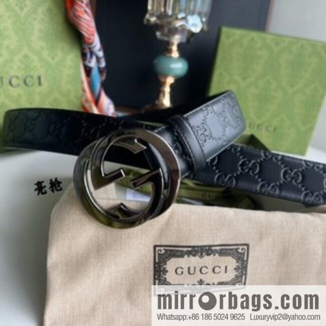Gucci/Gucci Men\'s Interlocking Double G Metal Buckle Belt