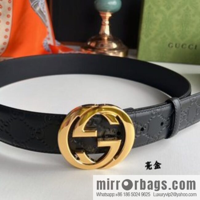 Gucci/Gucci Men\'s Interlocking Double G Metal Buckle Belt