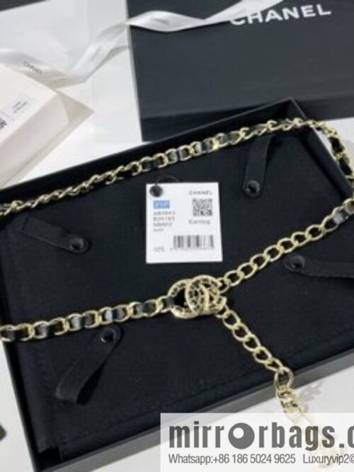 New ☑️ Chanel Double C Black Leather Rope Belt Waist Chain