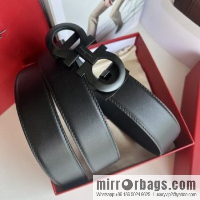 Ferragamo Ferragamo, double-sided first-layer cowhide embossed with alveolar belt men 3.5cm