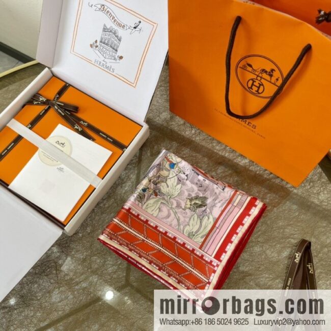 Hermes \"Rotary Step and Serpentine Forward\" Double-sided silk scarf