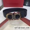 Ferragamo\'s new 3.5cm Gancio double-circle intercolored edge metal clip buckle, with the first layer of cowhide belt