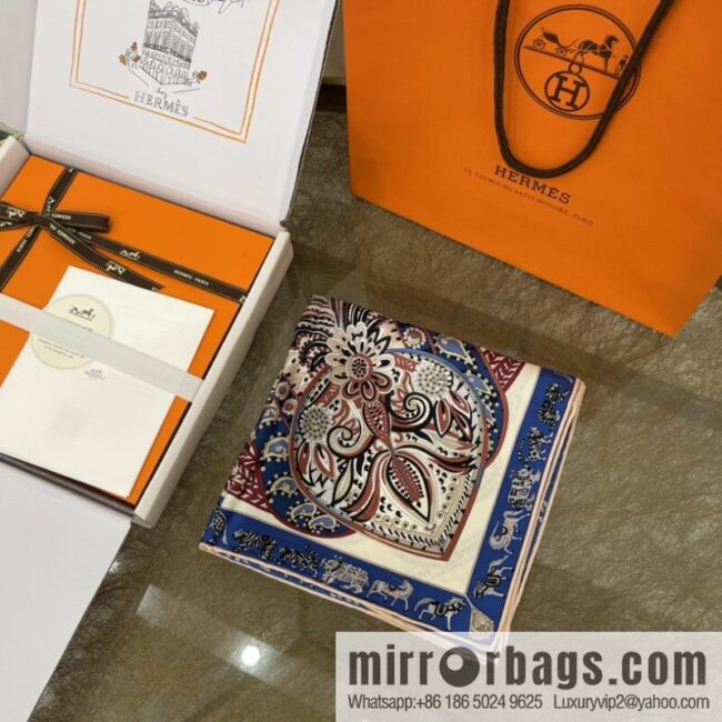 Hermes \"Junfei Garden\" 100% silk scarf