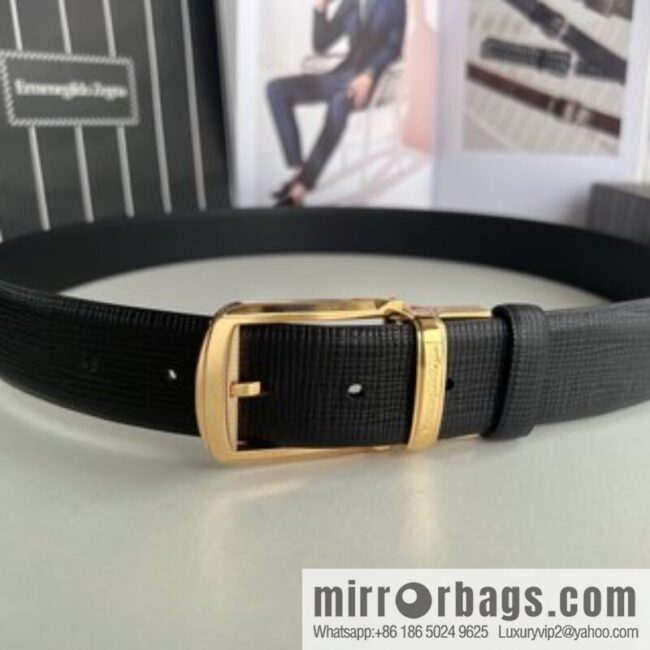 Ermengildo. Zein Zegna men\'s business leisure rotating pin buckle imported first layer cowhide belt 3.5cm