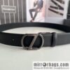 Z ZEGNA Zegna men\'s black first layer cowhide leather plate buckle belt 3.5cm