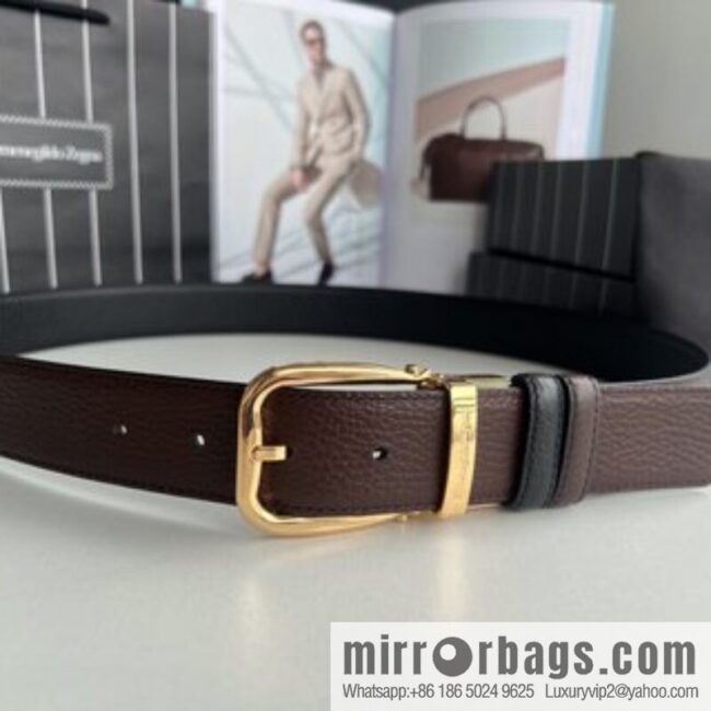 Ermengildo. Zein Zegna men\'s business leisure rotating pin buckle imported first layer cowhide belt 3.5cm