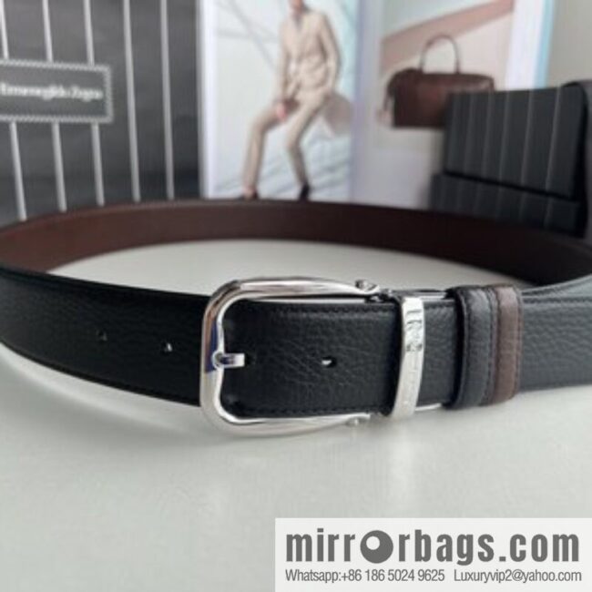 Ermengildo. Zein Zegna men\'s business leisure rotating pin buckle imported first layer cowhide belt 3.5cm