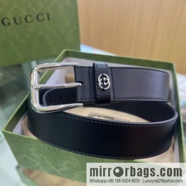 Gucci Gucci, double-sided first-layer cowhide pure copper hardware electroplated double G counter new belt 3.5cm