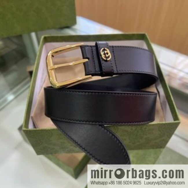 Gucci Gucci, double-sided first-layer cowhide pure copper hardware electroplated double G counter new belt 3.5cm