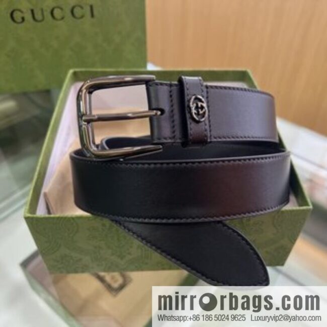 Gucci Gucci, double-sided first-layer cowhide pure copper hardware electroplated double G counter new belt 3.5cm