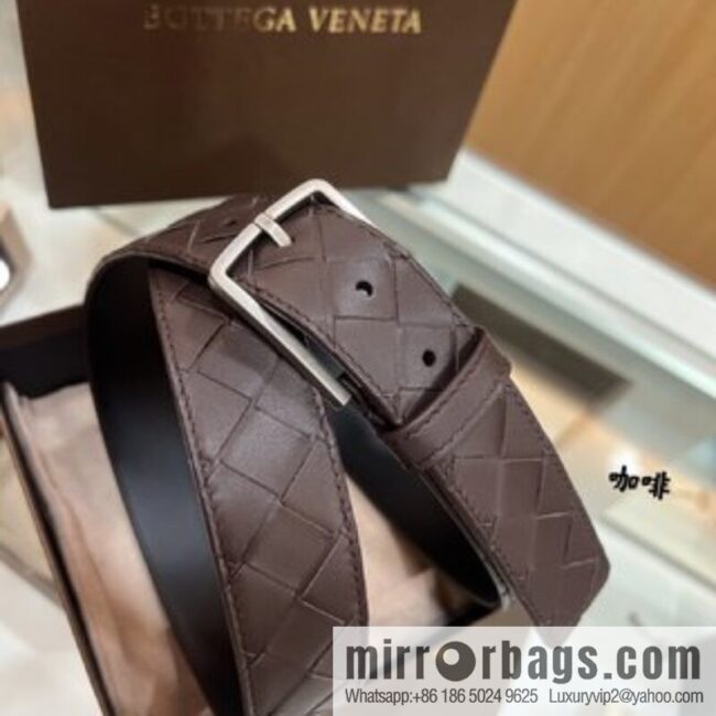 BV Bottega Veneta, imported cowhide adopts hand-woven matte pin buckle belt 3.5cm belt
