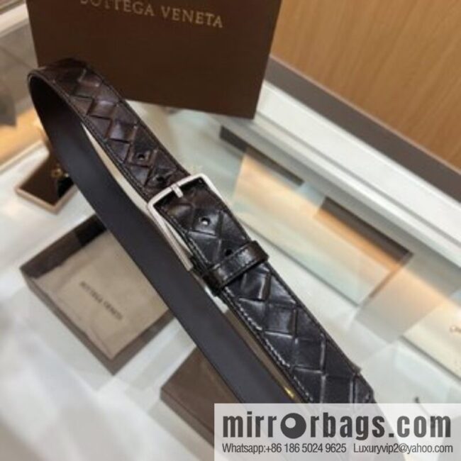 BV Bottega Veneta, imported cowhide adopts hand-woven matte pin buckle belt 3.5cm belt