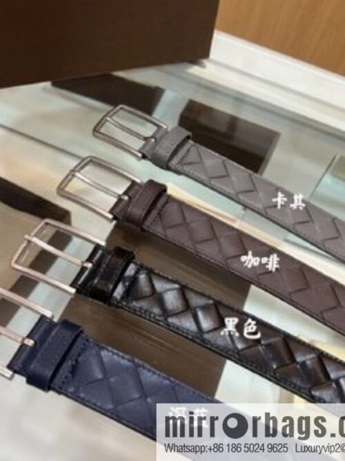 BV Bottega Veneta, imported cowhide adopts hand-woven matte pin buckle belt 3.5cm belt