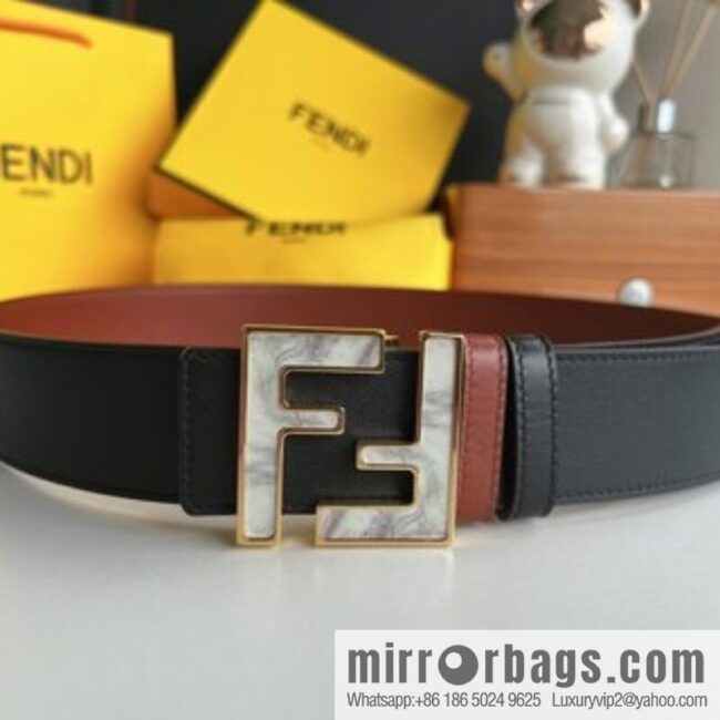 FENDI Fendi FF logo exquisite craftsmanship metal buckle first layer cowhide belt 4.0cm