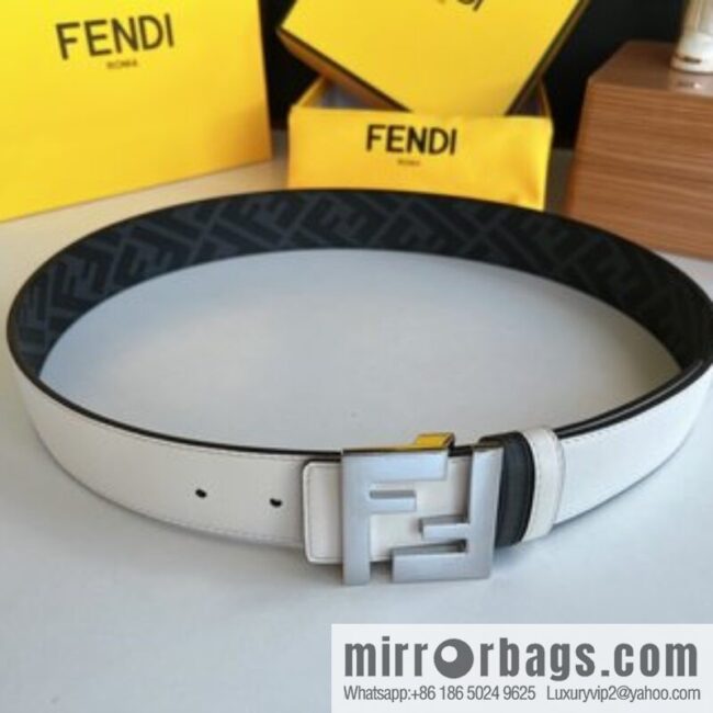 FENDI Fendi, double negative ion metal buckle printed fabric cowhide bottom lining 4.0cm width