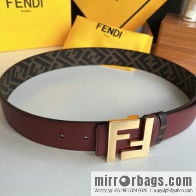 FENDI Fendi, double negative ion metal buckle printed fabric cowhide bottom lining 4.0cm width