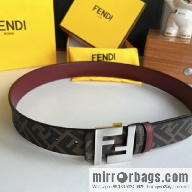 FENDI Fendi, double negative ion metal buckle printed fabric cowhide bottom lining 4.0cm width