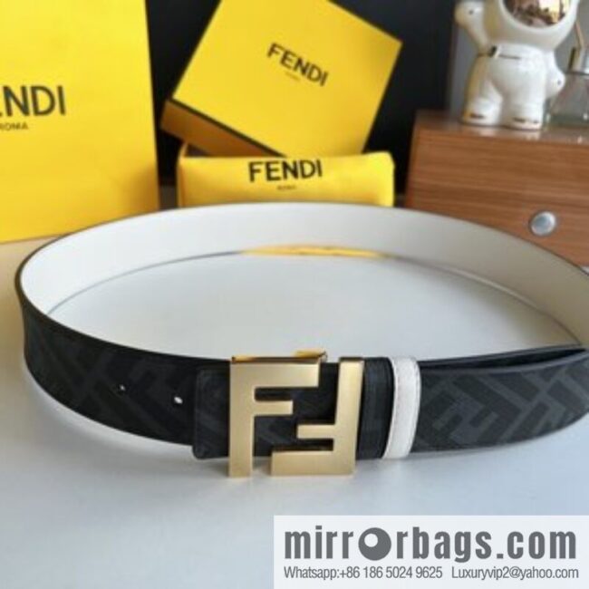 FENDI Fendi, double negative ion metal buckle printed fabric cowhide bottom lining 4.0cm width