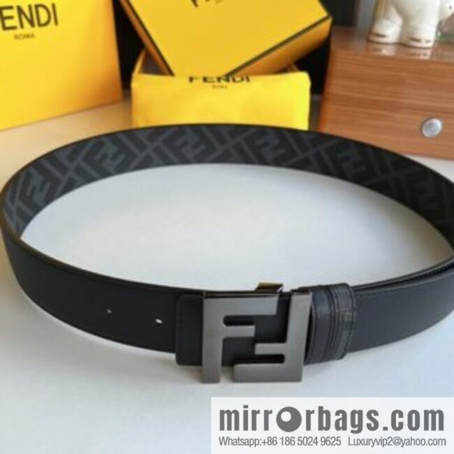 FENDI Fendi, double negative ion metal buckle printed fabric cowhide bottom lining 4.0cm width