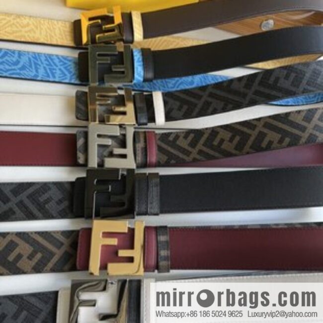FENDI Fendi, double negative ion metal buckle printed fabric cowhide bottom lining 4.0cm width