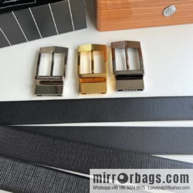 Zegna, black imported cowhide material belt men 3.5cm