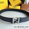 Fendi, printed dark blue double FF cowhide belt 4.0cm
