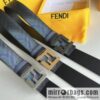 Fendi, printed dark blue double FF cowhide belt 4.0cm