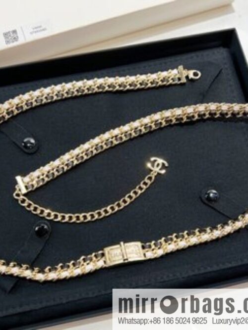 New ☑️ Chanel double c black leather rope lock belt belt chain