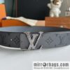 LV/Louis Vuitton Monogram Canvas and Taiga Leather Initiales Double Sided Belt