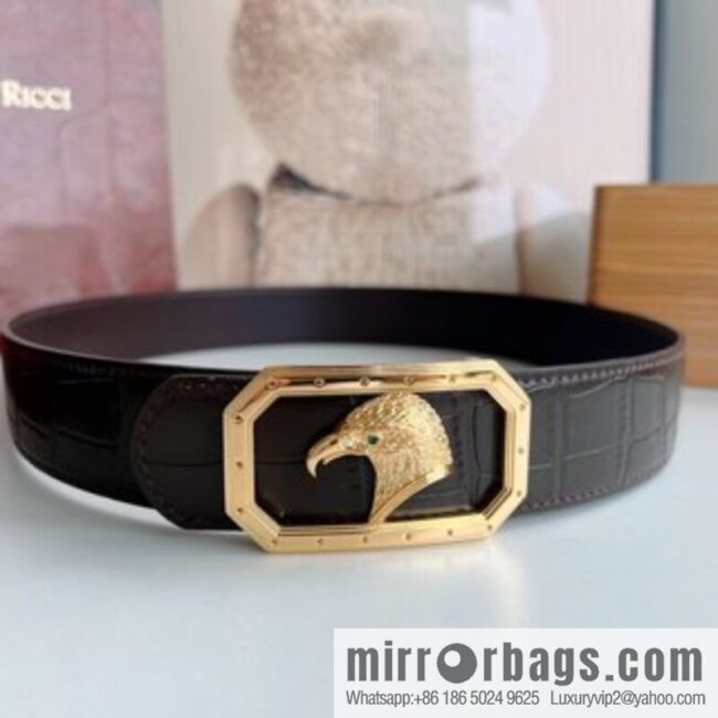 STEFANO RICCI Stephen Raunich\'s new stainless steel eagle head metal buckle men\'s 3.8cm belt