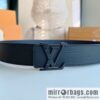 LV/Louis Vuitton, original quality LV Initiales. 40mm black water ripple belt